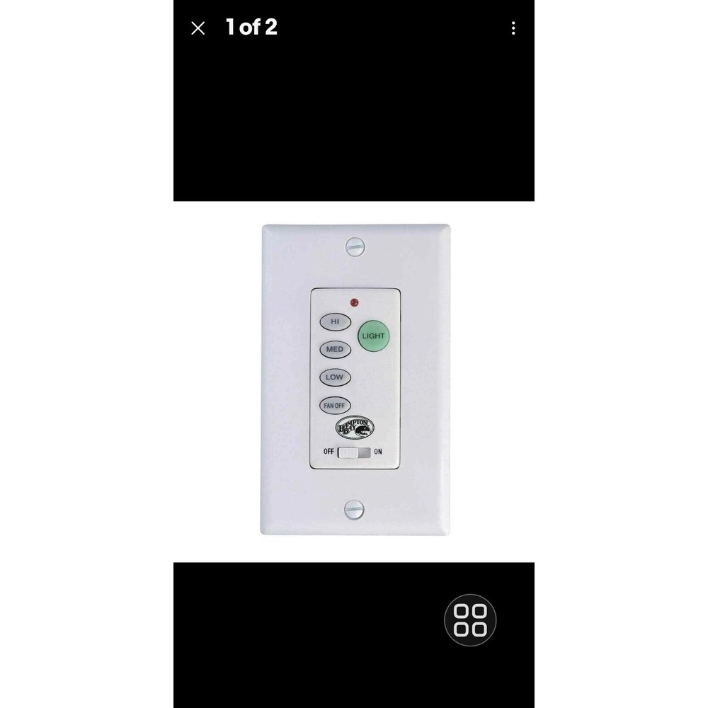 Hampton Bay Wall Mount White Universal Ceiling Fan Switch# 1000408143 Open Box